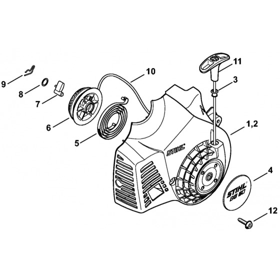 Rewind Starter Assembly for Stihl BG50 Blower