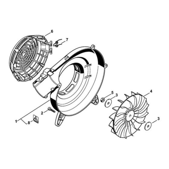 Fan Housing Outer, Fan Wheel for Stihl BG 55 Leaf Blower