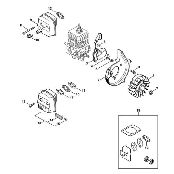 Ignition System, Muffler for Stihl BG 55 Leaf Blower