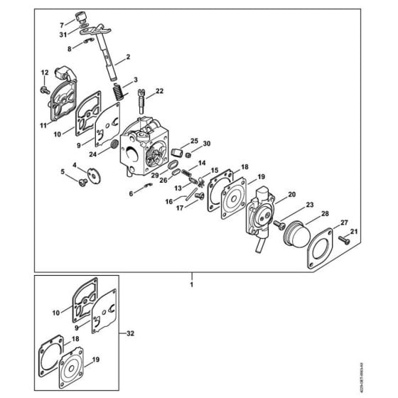 Carburetor C1Q-S50 for Stihl BG 55 Leaf Blower