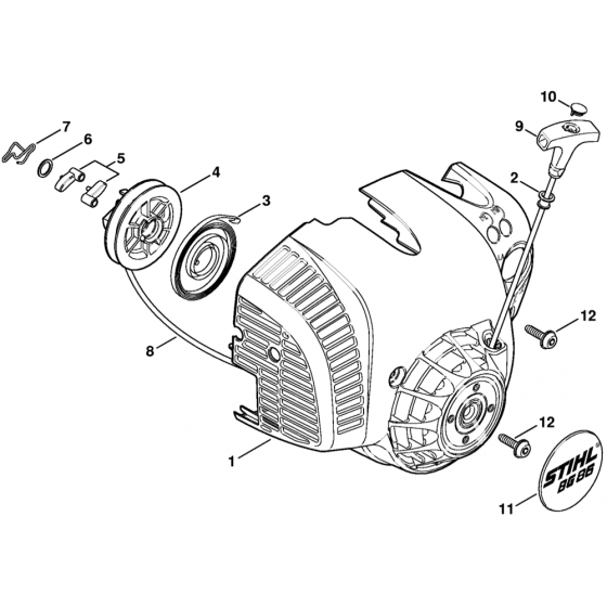 Rewind Starter Assembly for Stihl BG86 Blower