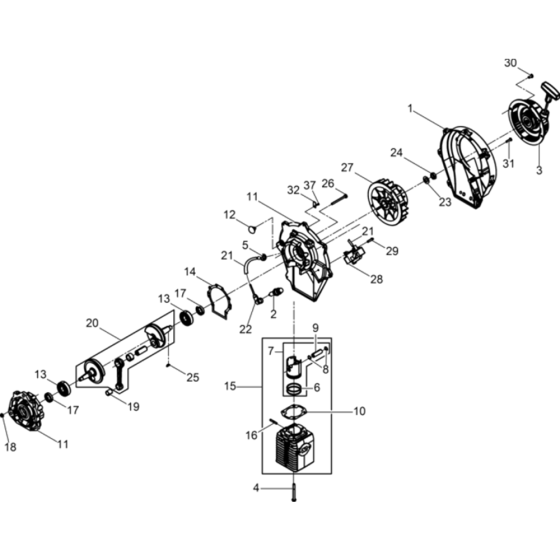 Gas Engine Assembly for Wacker BH23-5000610377 (Petrol) Rev.102 Breakers