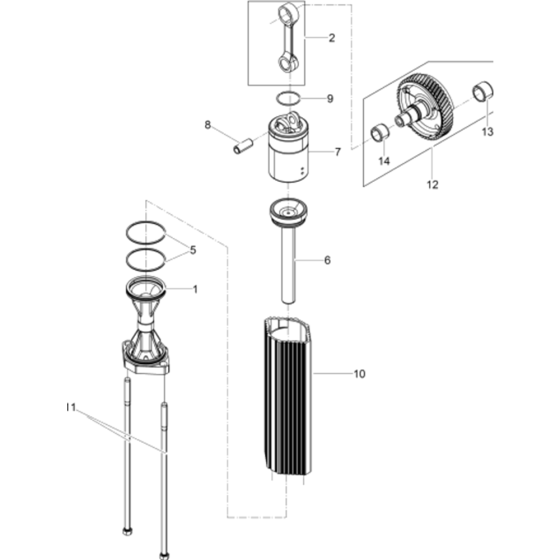 Striking Mechanism, Cylinder Guide Assembly for Wacker BH24-5000008993 (Petrol) Rev.105 Breakers