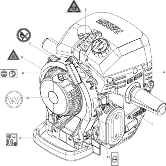 Labels for Wacker BH55 5100004027 (Petrol 25x108) Rev.103 Breakers