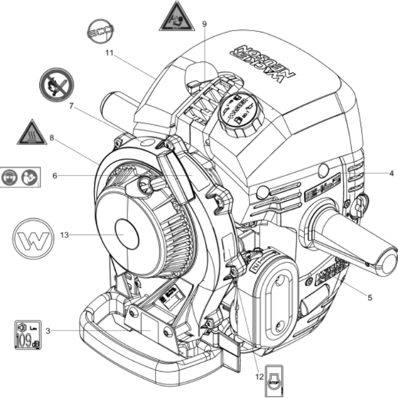 Labels for Wacker BH65 5100004033 (Petrol 25x108) Rev.103 Breakers