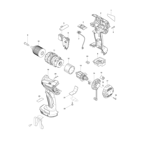 Complete Assembly for Makita BHP456 18V Li-ion 2 Speed Combi Drill