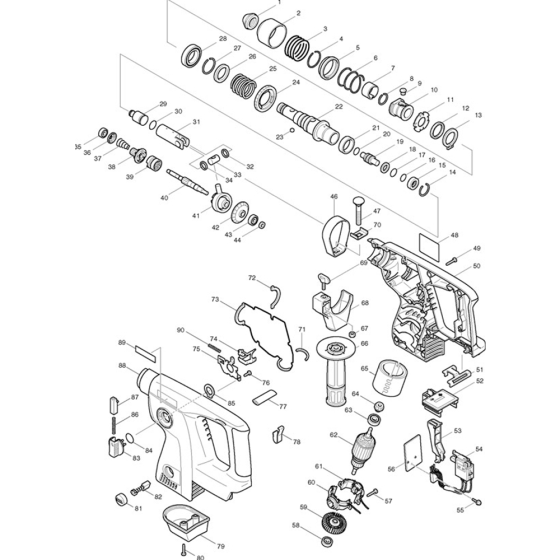 Main Assembly for Makita BHR200 Rotary Hammer Drill