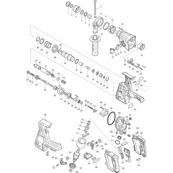 Main Assembly for Makita BHR261 Rotary Hammer Drill