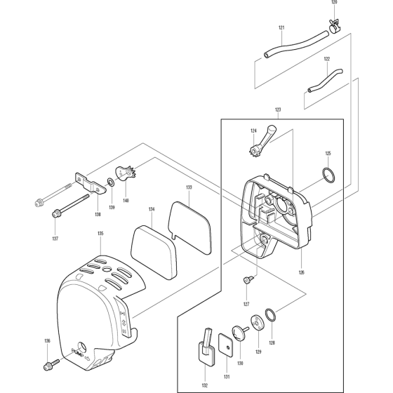 Air Filter Assembly for Makita BHX2500 Leaf Blower