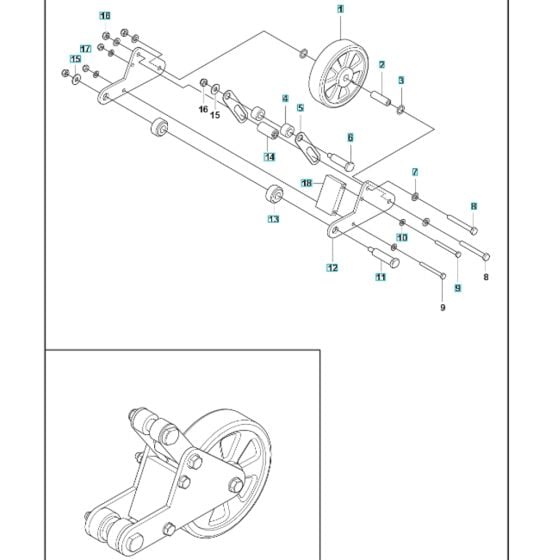 Wheel Assembly for Husqvarna BLASTRAC 1-10DS Concrete Shot Blaster