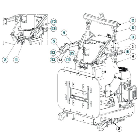 Wheel Assembly for Husqvarna BLASTRAC EBE 200V Steel Shot Blaster