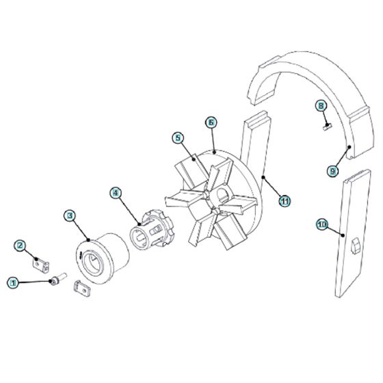 Blast Wheel Assembly for Husqvarna BLASTRAC EBE 350 Steel Shot Blaster