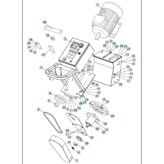 Electrical Assembly for Husqvarna BLASTRAC EBE 350S Steel Shot Blaster