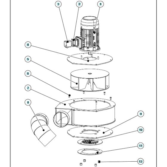 Fan Assembly 2 for Husqvarna BLASTRAC EBE 500 Steel Shot Blaster