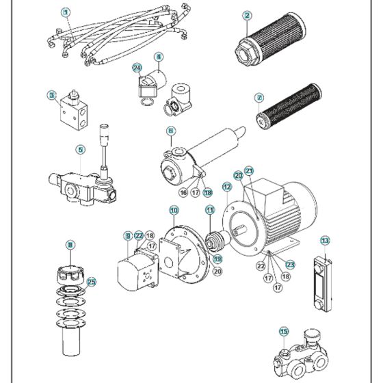 Hydraulic Assembly for Husqvarna BLASTRAC EBE 500S Steel Shot Blaster