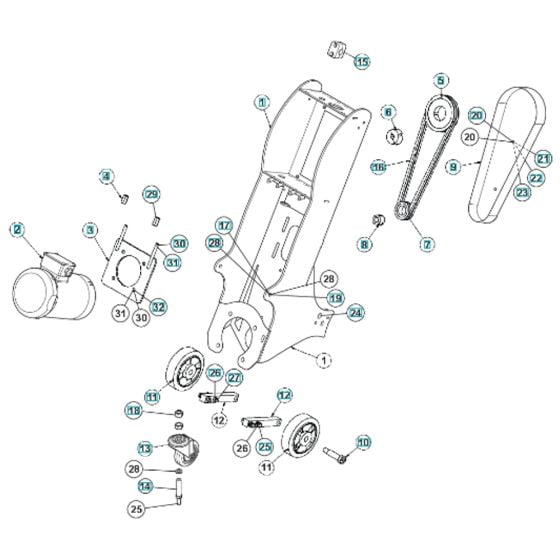 Chassis Assembly for Husqvarna BLASTRAC 1-8DM Concrete Shot Blasters