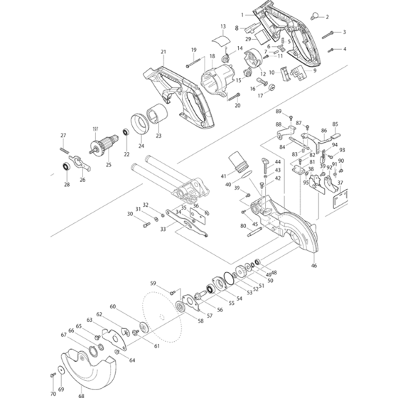 Main Assembly for Makita BLS713 Mitre Saw