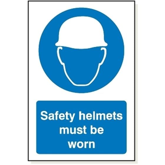 Safety Helmets must be Worn Sign Blue - MB004