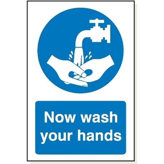 Now Wash your Hands Sign Blue - MB011