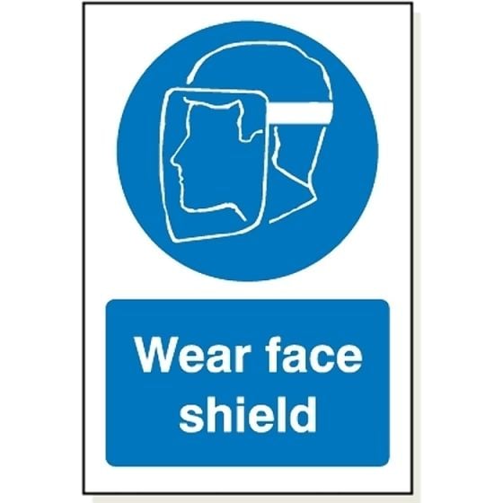 Wear face Shield Sign Blue 240mm x 360mm - MB014