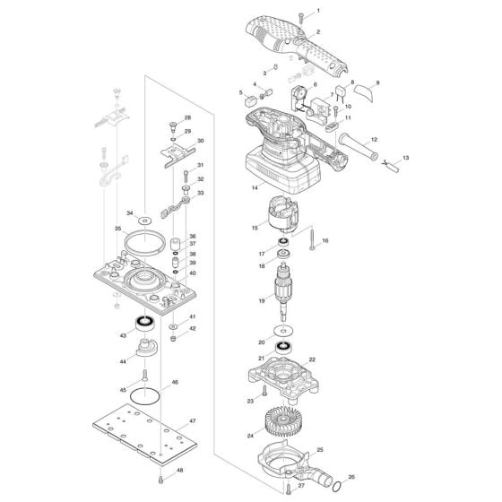 Complete Assembly for Makita BO3711 Sander