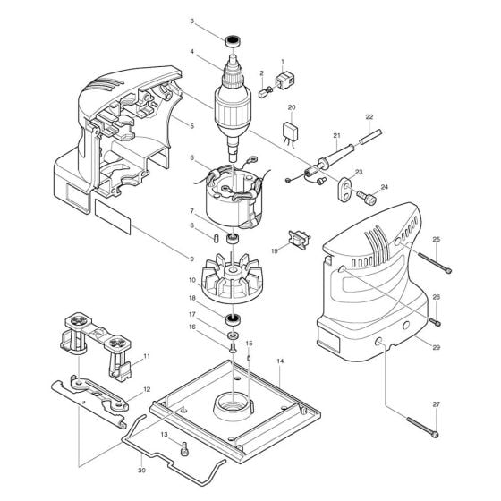 Complete Assembly for Makita BO4510 Sander