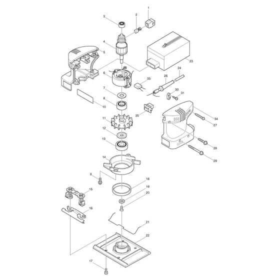 Complete Assembly for Makita BO4553 Sander