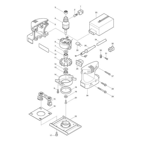 Complete Assembly for Makita BO4554 Sander