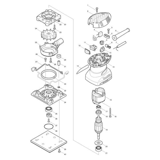 Complete Assembly for Makita BO4555 Sander