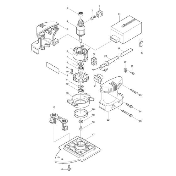 Complete Assembly for Makita BO4561 Sander