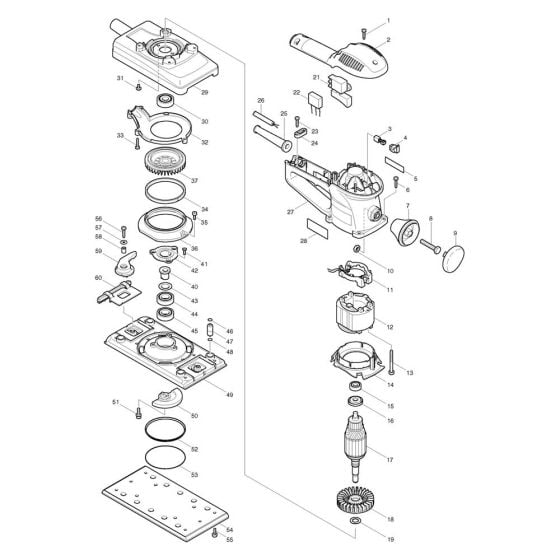 Complete Assembly for Makita BO4900 Sander