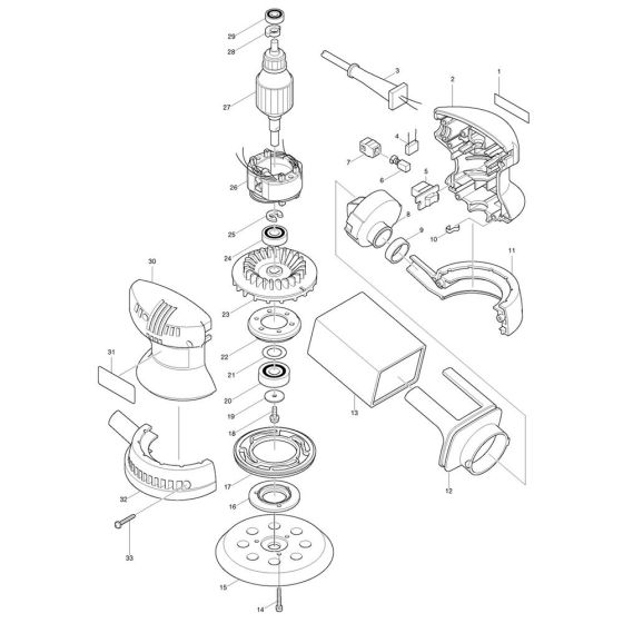 Complete Assembly for Makita BO5010 Sander