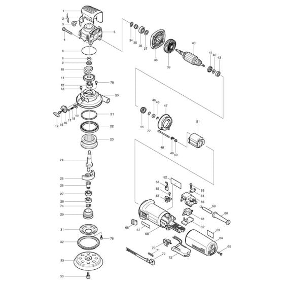 Complete Assembly for Makita BO6040 Sander