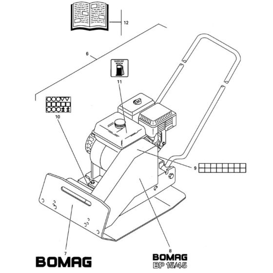 Decals/ Manuals Assembly for Bomag BP 15/45 Compactors