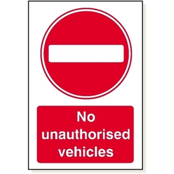 No Unauth Vehicles 3mm Foamex