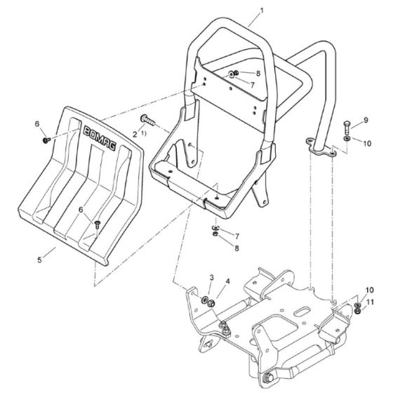 Protection Bow (101230462619-101230462648) Assembly for Bomag BP 10/35 Compactors