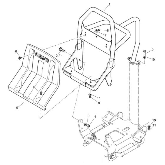 Protection Bow (101230461001-101230462618) Assembly for Bomag BP 10/35 Compactors