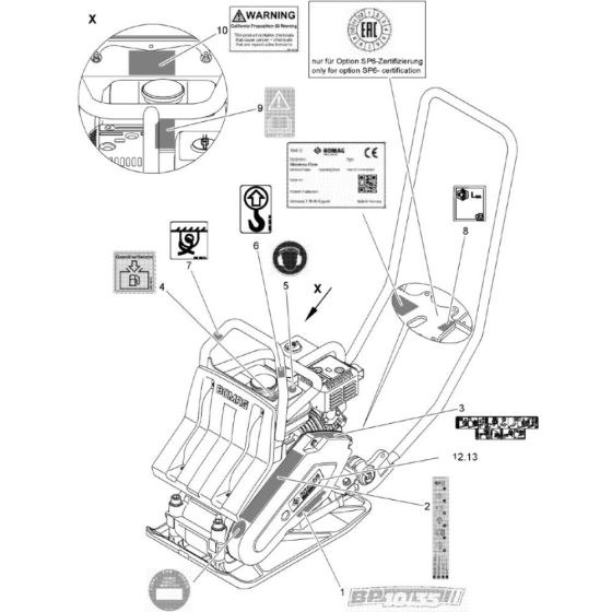 Decals Assembly for Bomag BP 10/35 Compactors