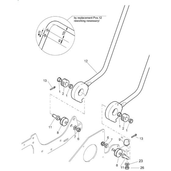 Steering Handle (101220351001-101220351163) Assembly for Bomag BP 10/30-2 Compactors