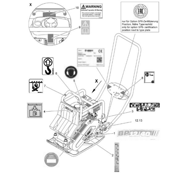 Decals Assembly for Bomag BP 12/40 Compactors