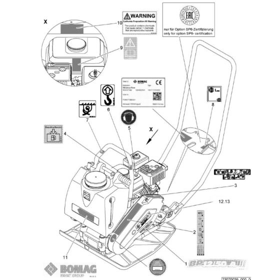 Decals Assembly for Bomag BP 12/50 A Compactors