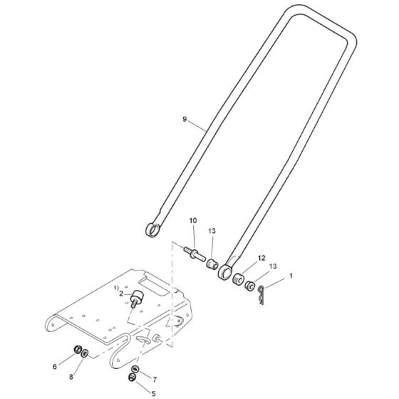 Steering Handle Assembly for Bomag BP 20/48 Compactors