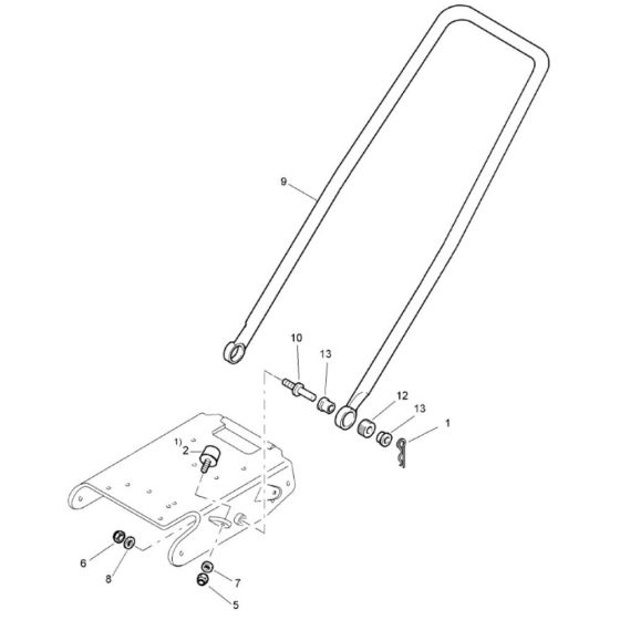 Steering Handle Assembly for Bomag BP 23/48 Compactors