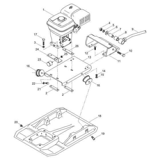 Baseplate, Console Assembly for Wacker BPS2550A Plate Compactor