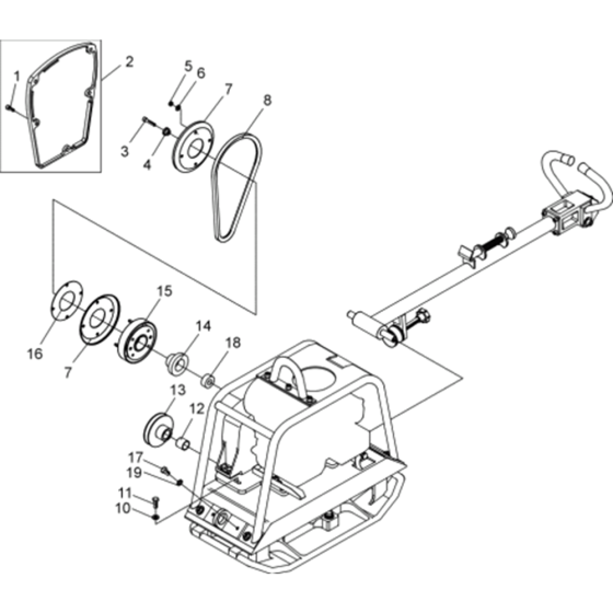 Vibratory Plate Assembly-1 for Wacker BPU2440A 5000007867 (Petrol) Rev. 100 Reversible Plate Compactors