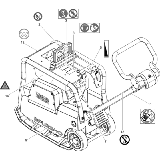 Labels Assembly for Wacker BPU2540-5000008954 (Petrol) Rev.103 Reversible Plate Compactor