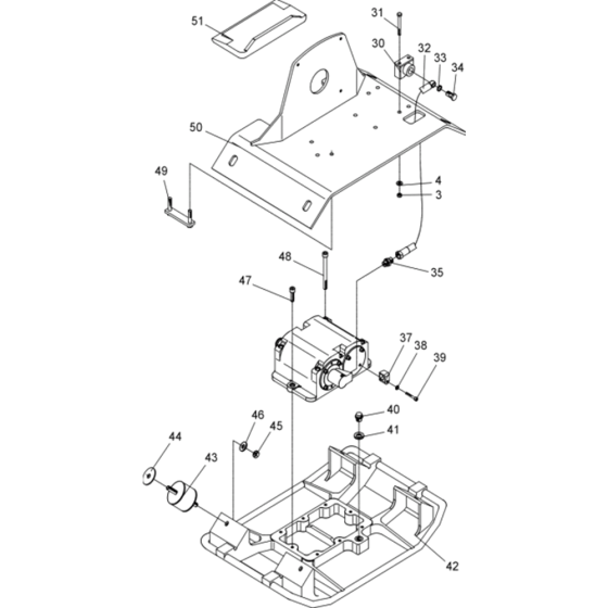 Vibratory Plate Assembly-2 for Wacker BPU2950A 5000007873 (Petrol) Rev. 101 Reversible Plate Compactors