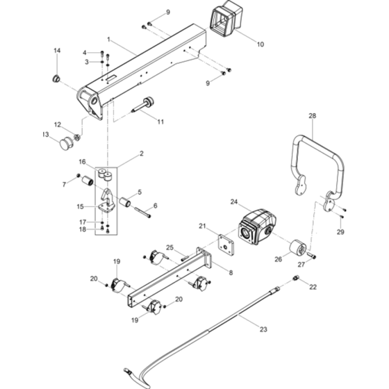 Centre Pole Assembly for Wacker BPU5545A 5100009657 (Petrol) Rev. 101 Reversible Plate Compactors