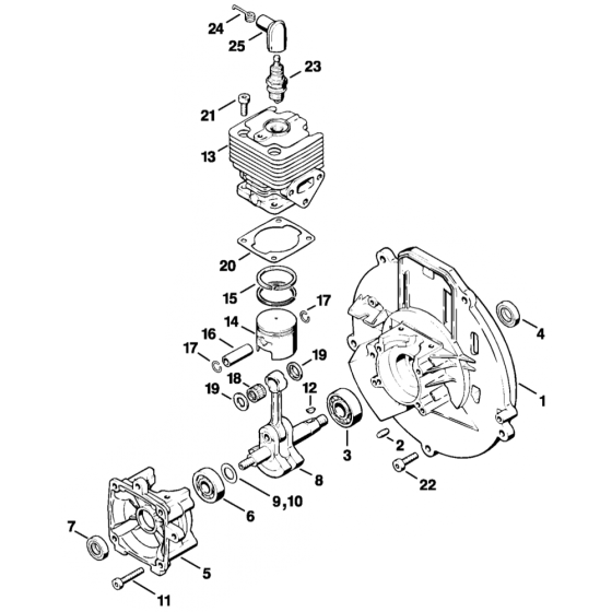 Crankcase and Cylinder Assembly for Stihl BR106 Blower