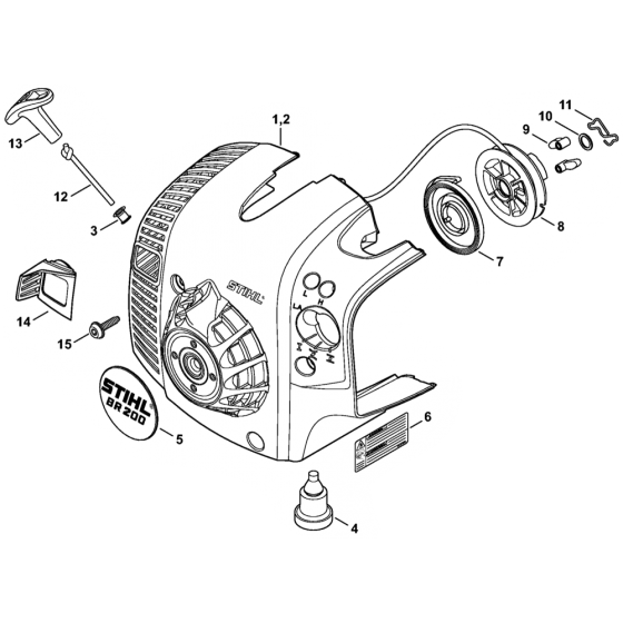 Rewind Starter Assembly for Stihl BR200 Blower